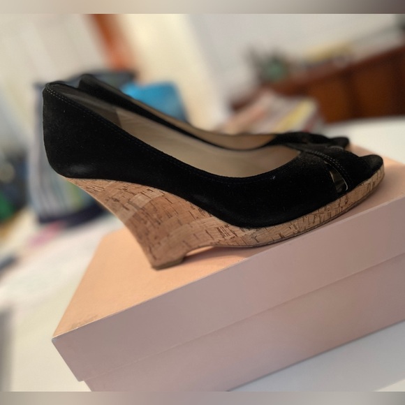 Good used condition Joan & David wedge suede sandals size 9 1/2 - Picture 2 of 4